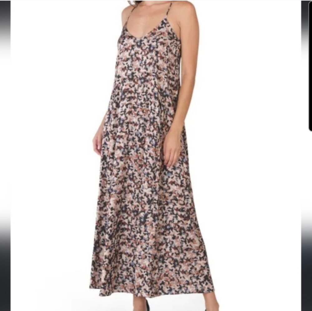 Nicole Miller Brown And Tan Maxi Dress